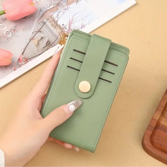 Leather Bifold RFID Blocking Credit Card Holder 1-PU Leather-Green - Picture 4 of 7